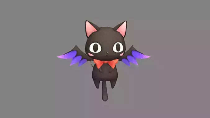 Cartoon kitten backpack - black cat doll Low-poly 3D model