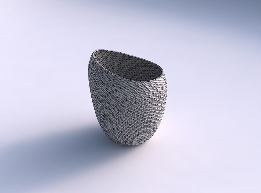 Bowl Spheric Lattice with twisted diagonal grid plates 3D print model_5