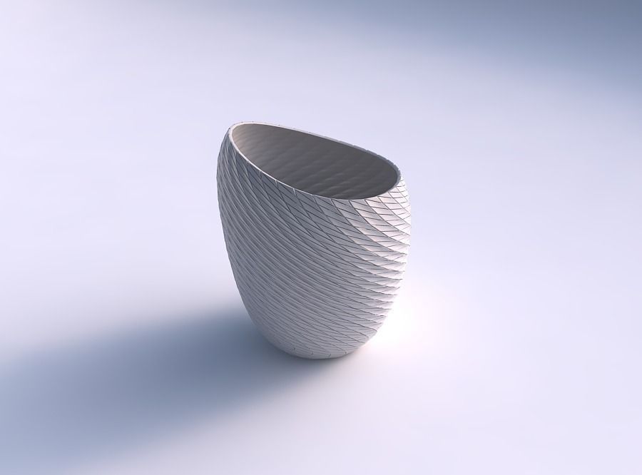 Bowl Spheric Lattice with twisted diagonal grid plates 3D print model_0