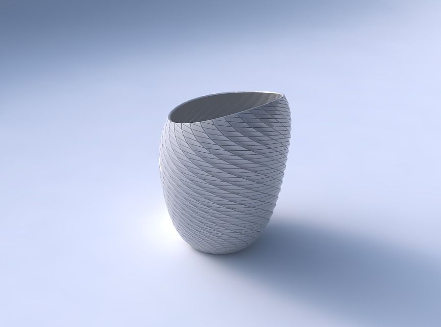Bowl Spheric Lattice with twisted diagonal grid plates 3D print model_3