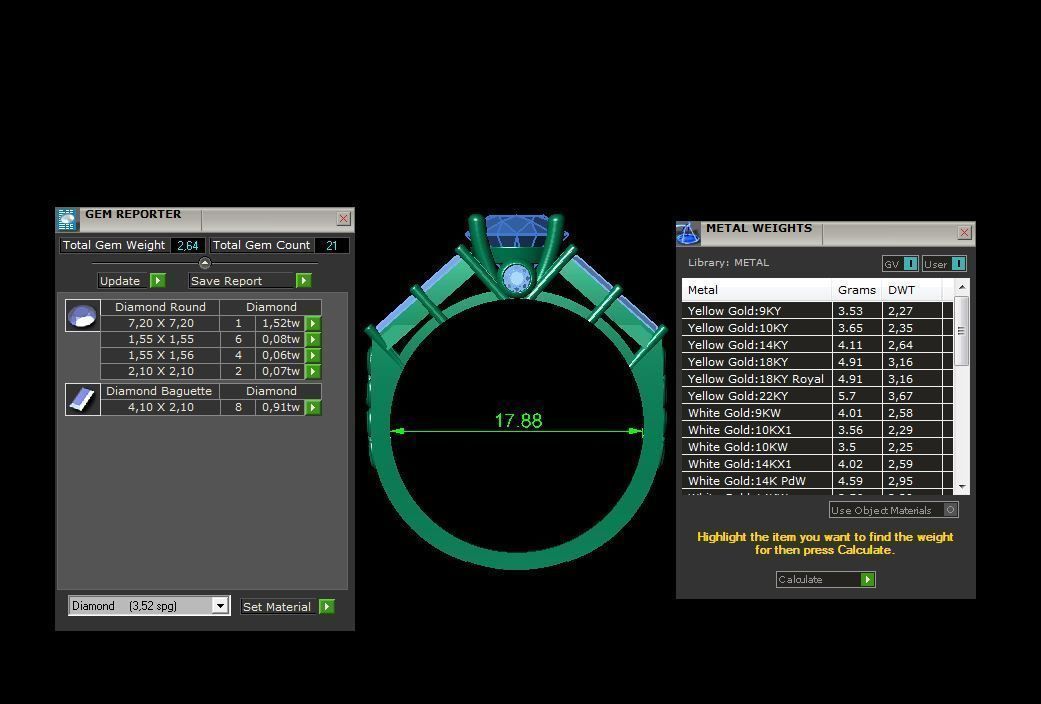 baguette solitaire ring 3D print model_1