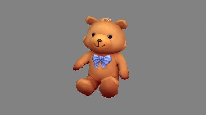 Cartoon teddy bear doll Low-poly 3D model