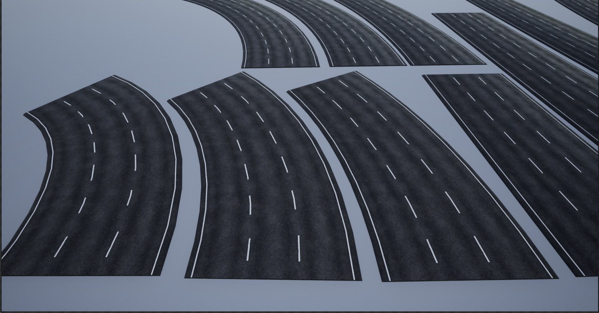 PBR 4K-2K  Three-Lane Highway Roads Clean Low-poly 3D model_12