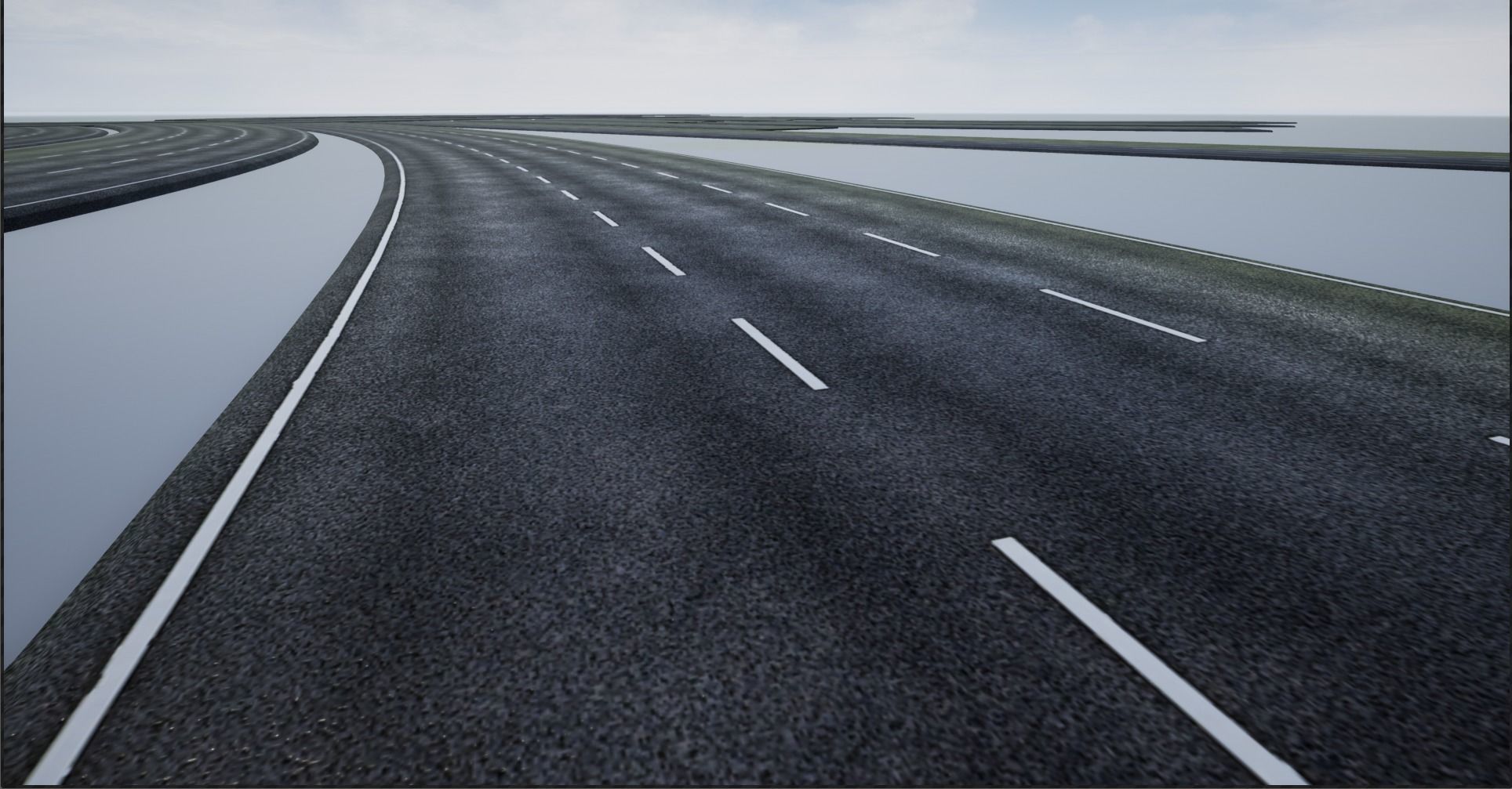 PBR 4K-2K  Three-Lane Highway Roads Clean Low-poly 3D model_6