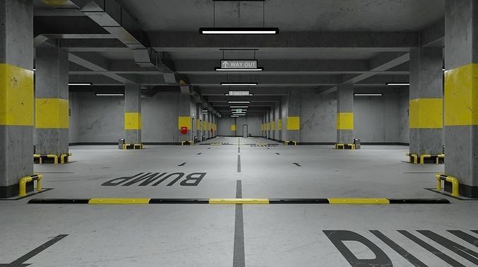 Underground Parking Scene Corona Renderer 3D model