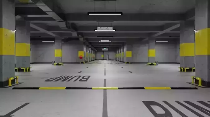 Underground Parking Scene Corona Renderer 3D model