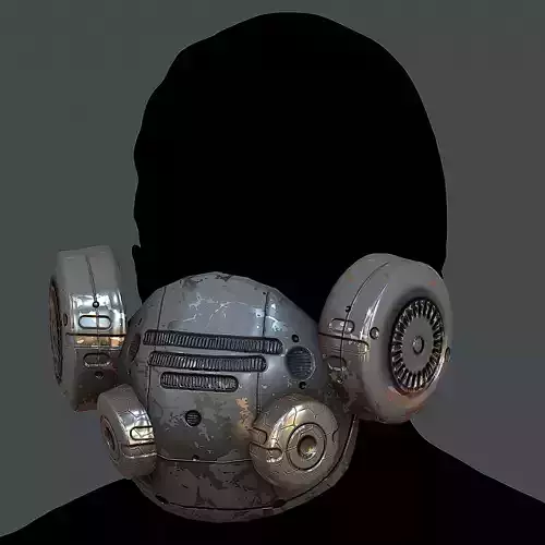 Gas mask helmet 3d model scifi Low-poly 