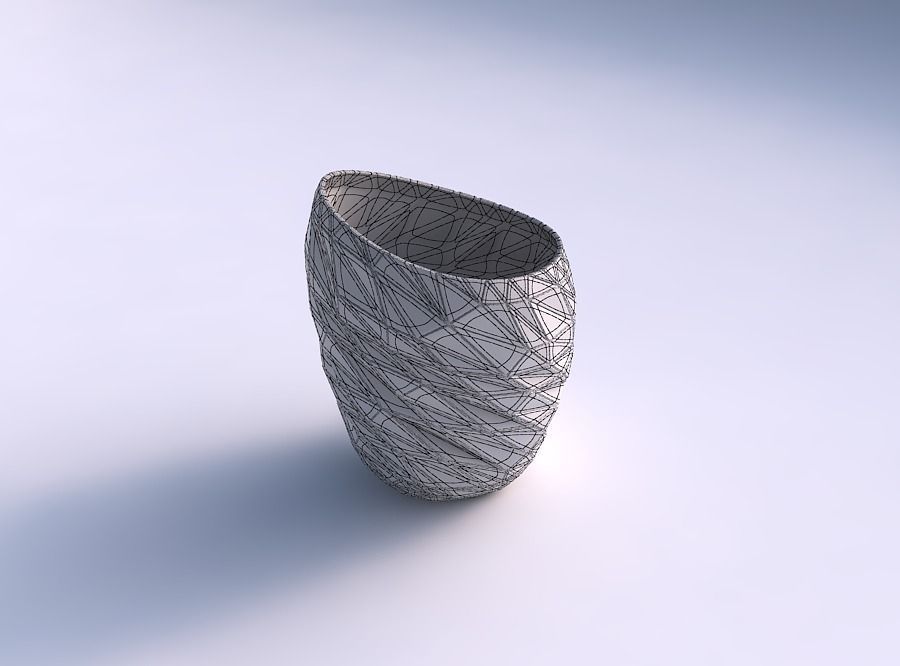 Bowl Spheric Lattice with random triangle plates 3D print model_5