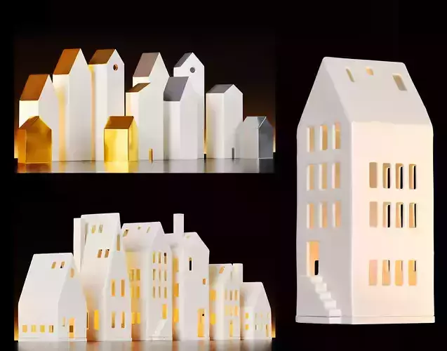 Miniature Houses For Decoration Set 3D model