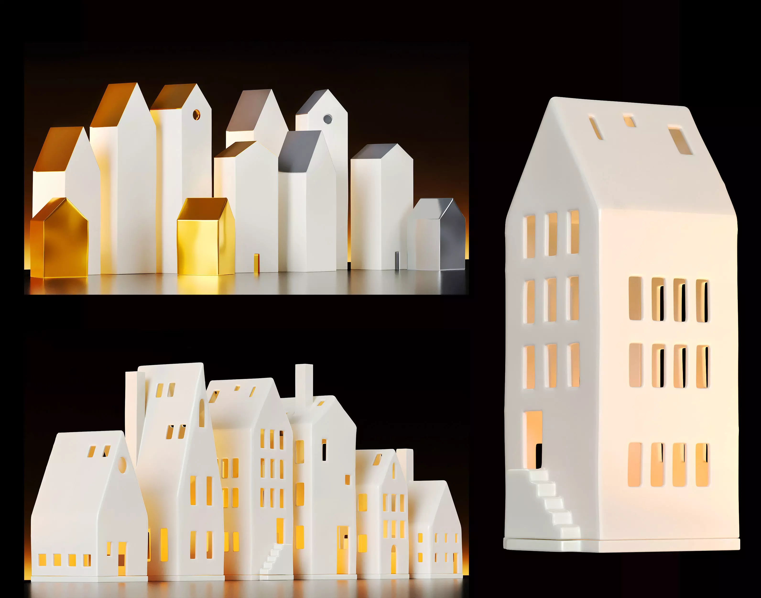 Miniature Houses For Decoration Set 3D model_0