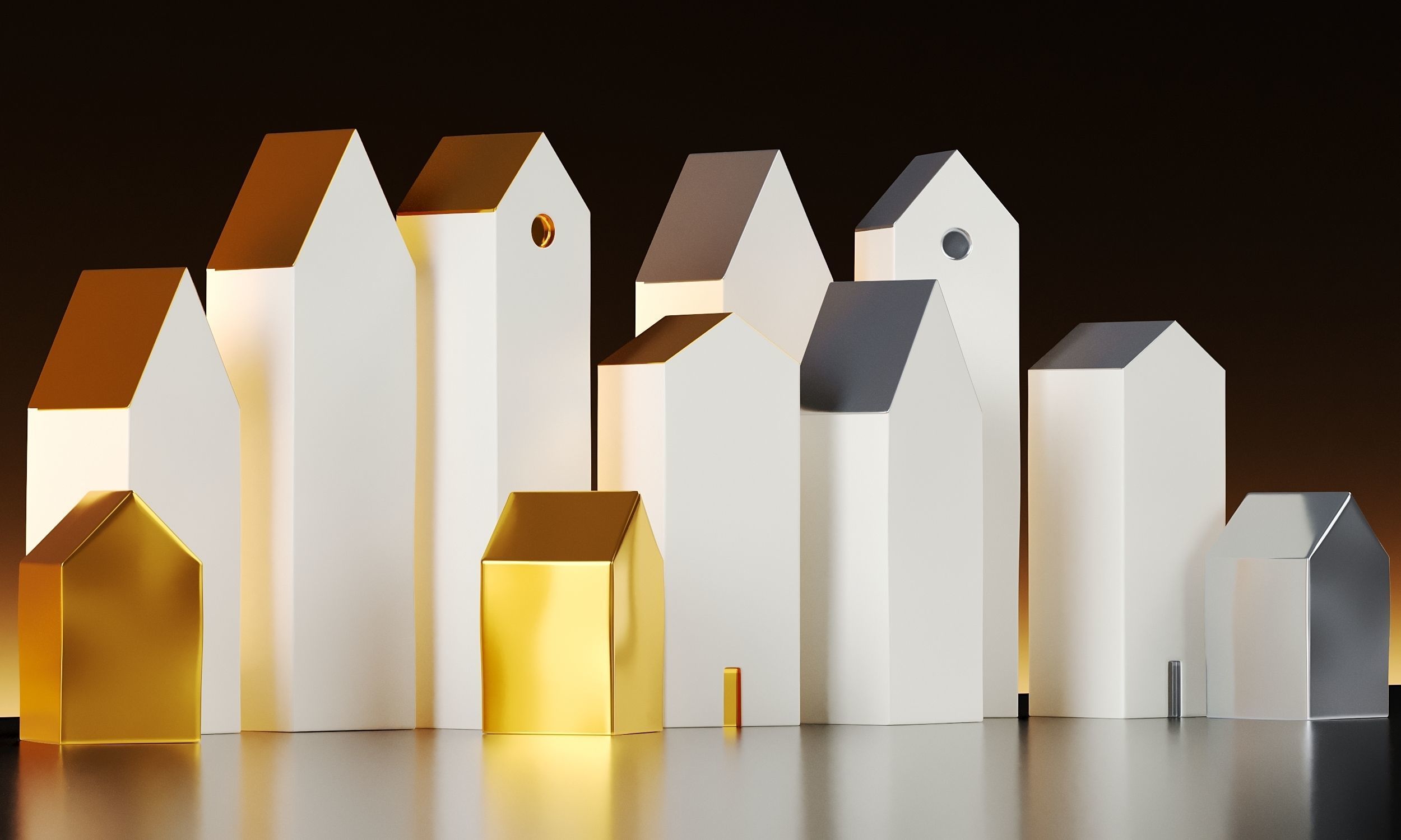 Miniature Houses For Decoration Set 3D model_2