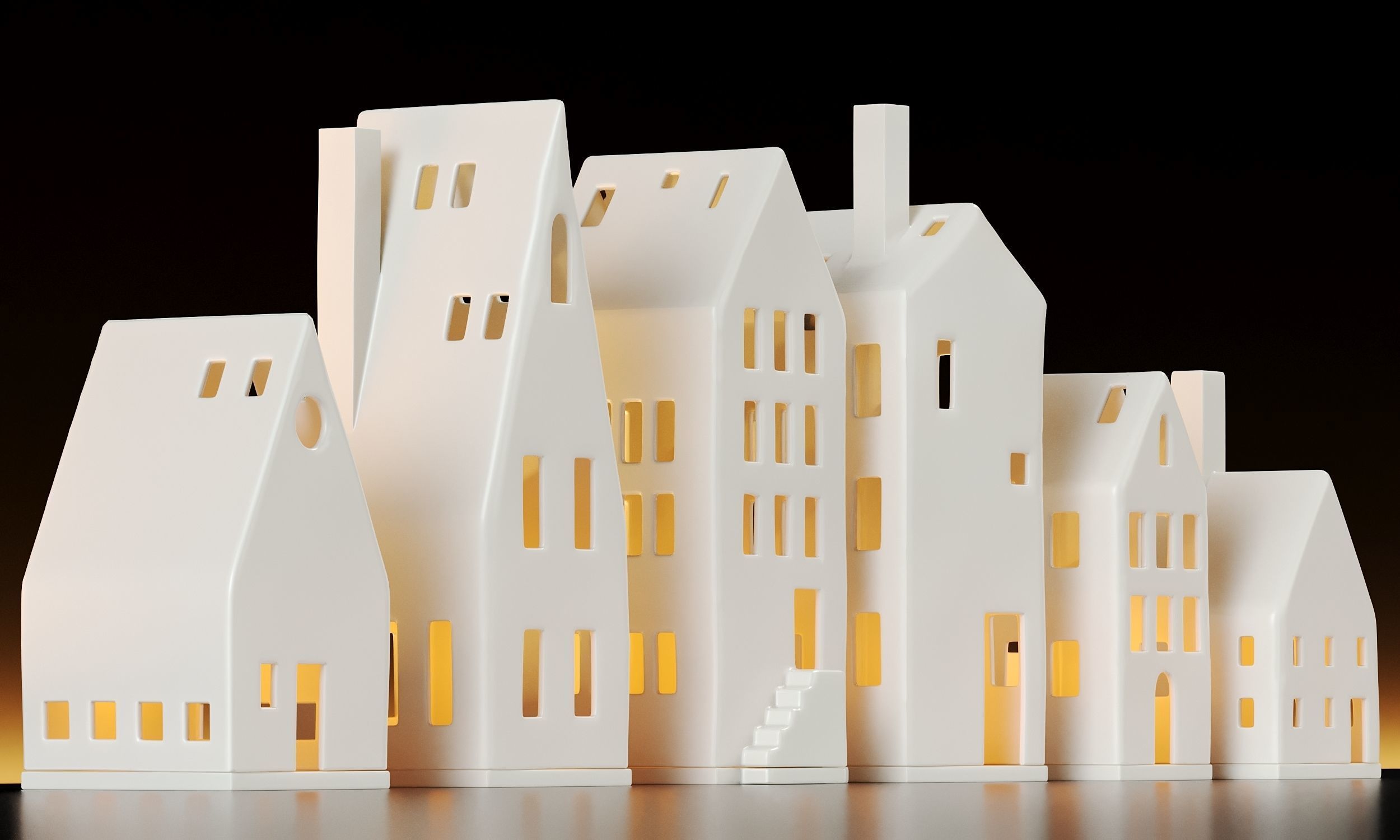 Miniature Houses For Decoration Set 3D model_1