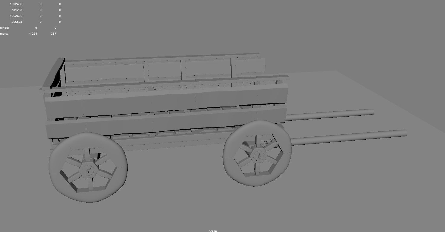 edieval cart Low-poly 3D model_2