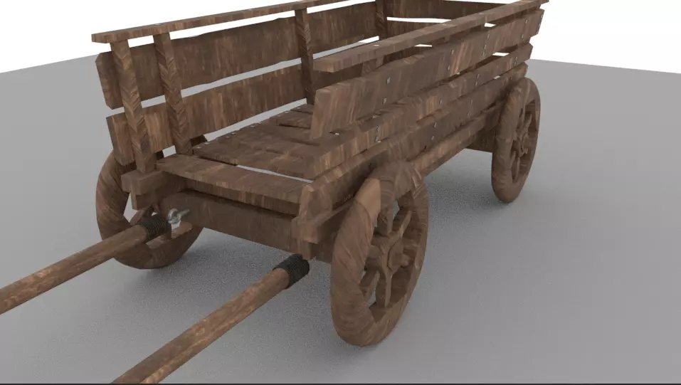 edieval cart Low-poly 3D model_0