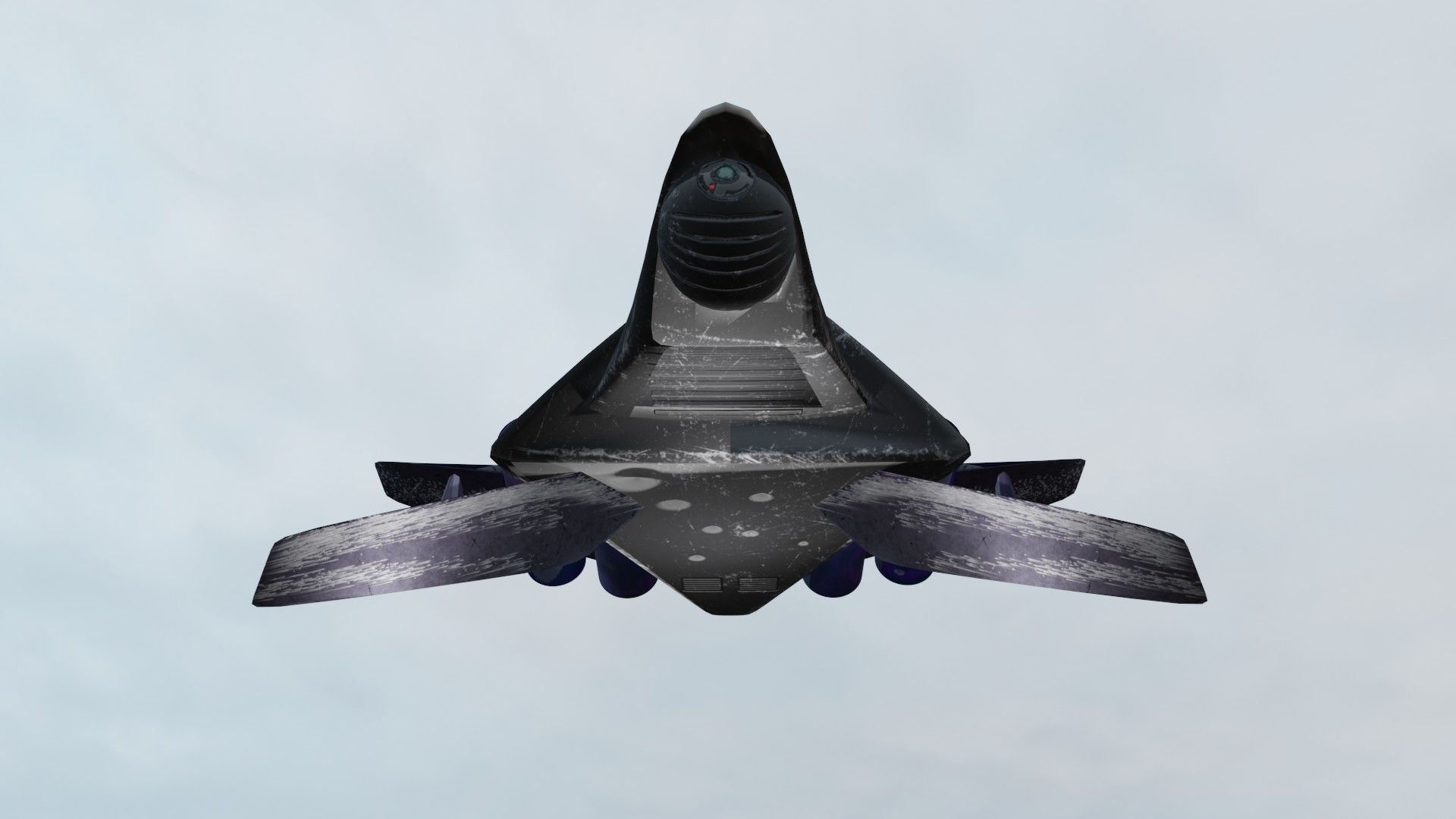 Aircraft airplane X-wing and four-turbine Low-poly 3D model_10