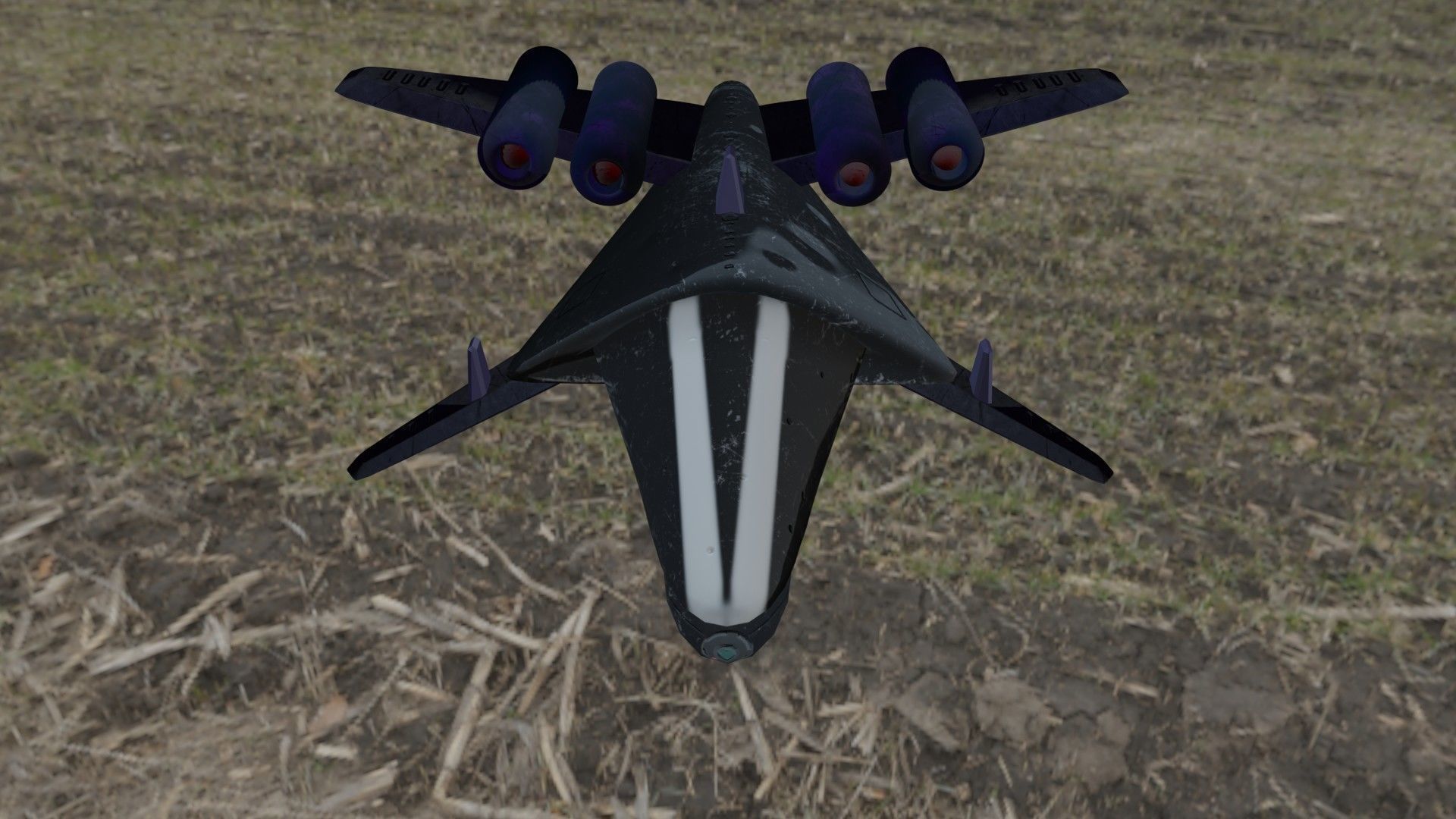 Aircraft airplane X-wing and four-turbine Low-poly 3D model_7