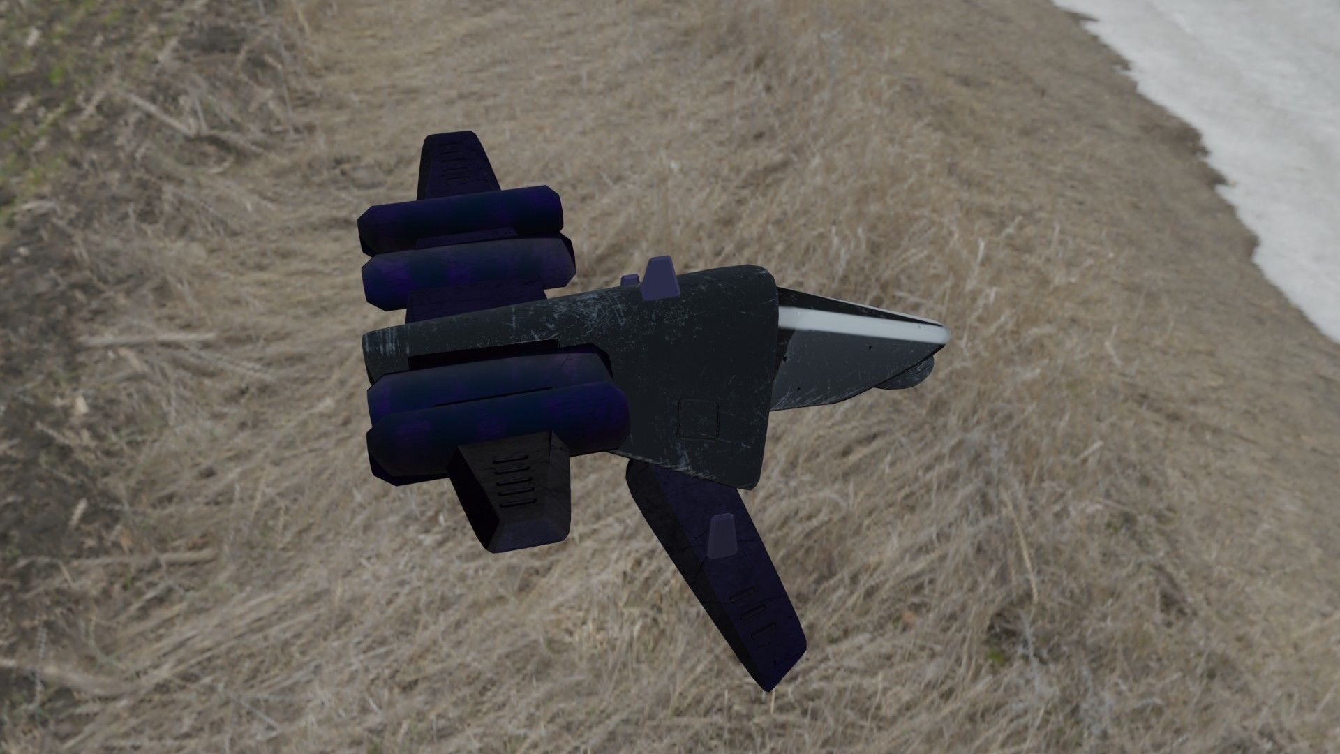 Aircraft airplane X-wing and four-turbine Low-poly 3D model_8