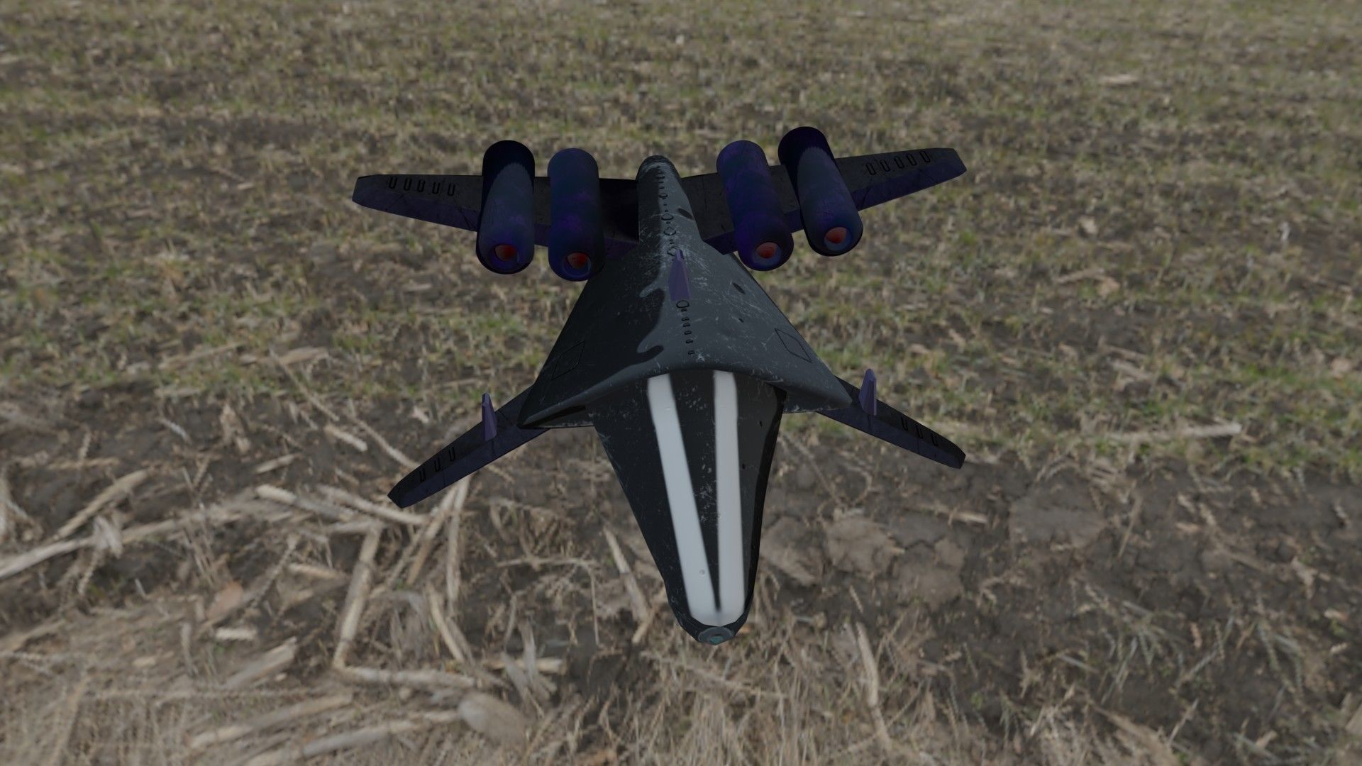 Aircraft airplane X-wing and four-turbine Low-poly 3D model_9