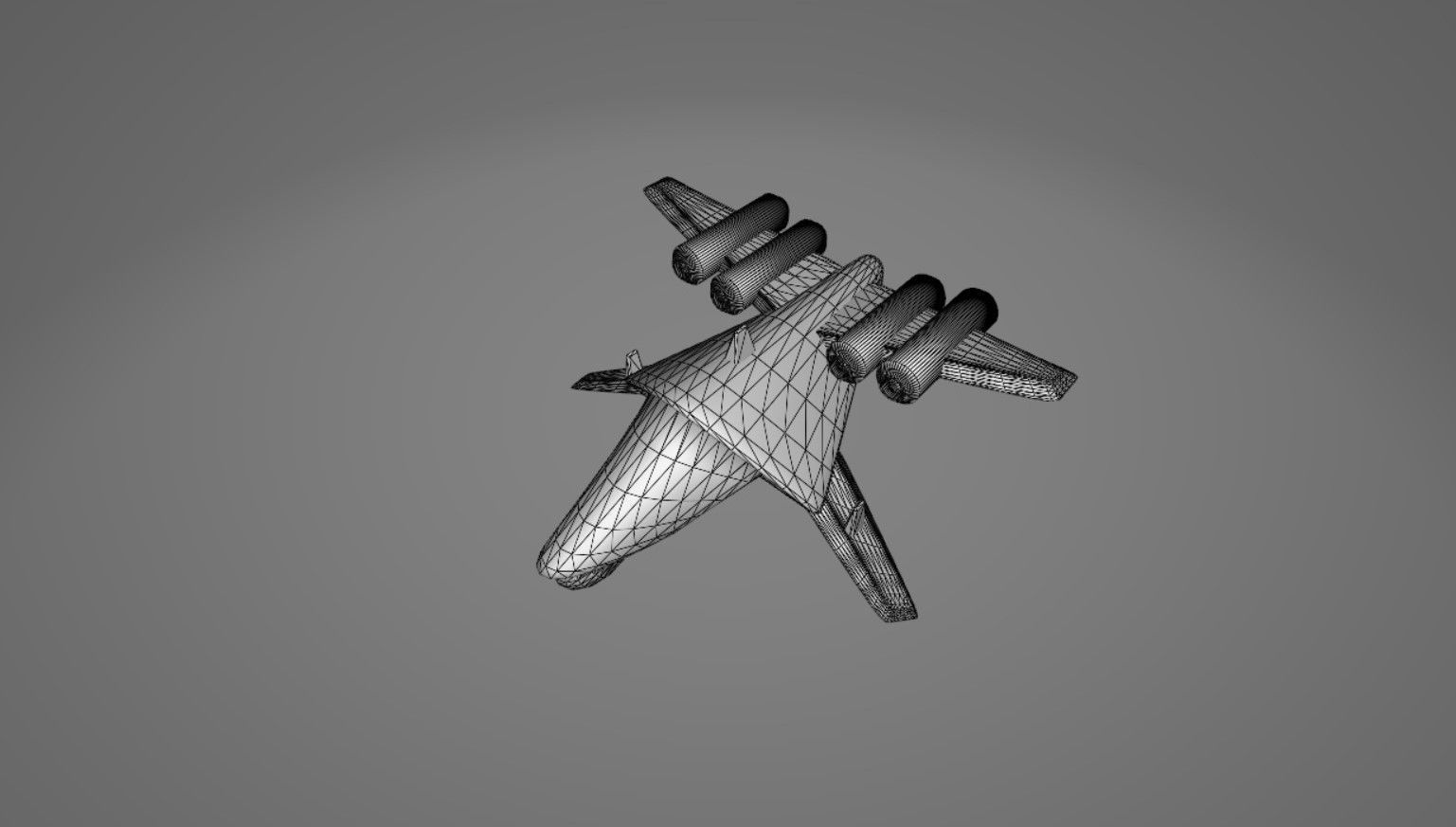 Aircraft airplane X-wing and four-turbine Low-poly 3D model_12