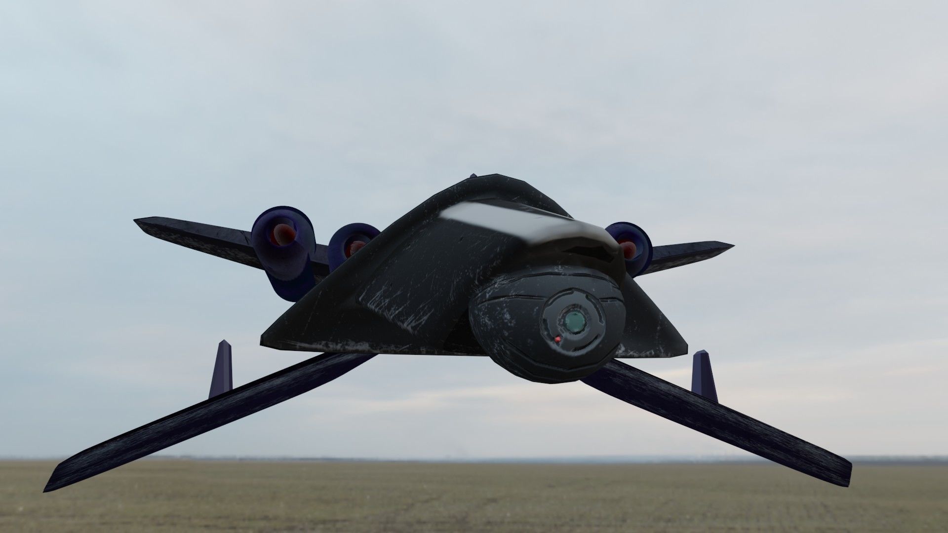 Aircraft airplane X-wing and four-turbine Low-poly 3D model_6