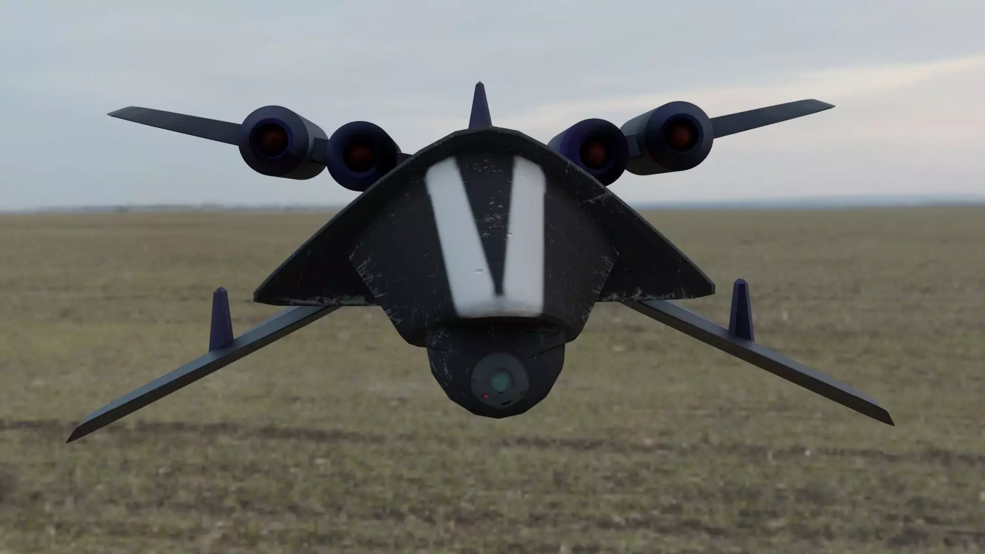 Aircraft airplane X-wing and four-turbine Low-poly 3D model_0