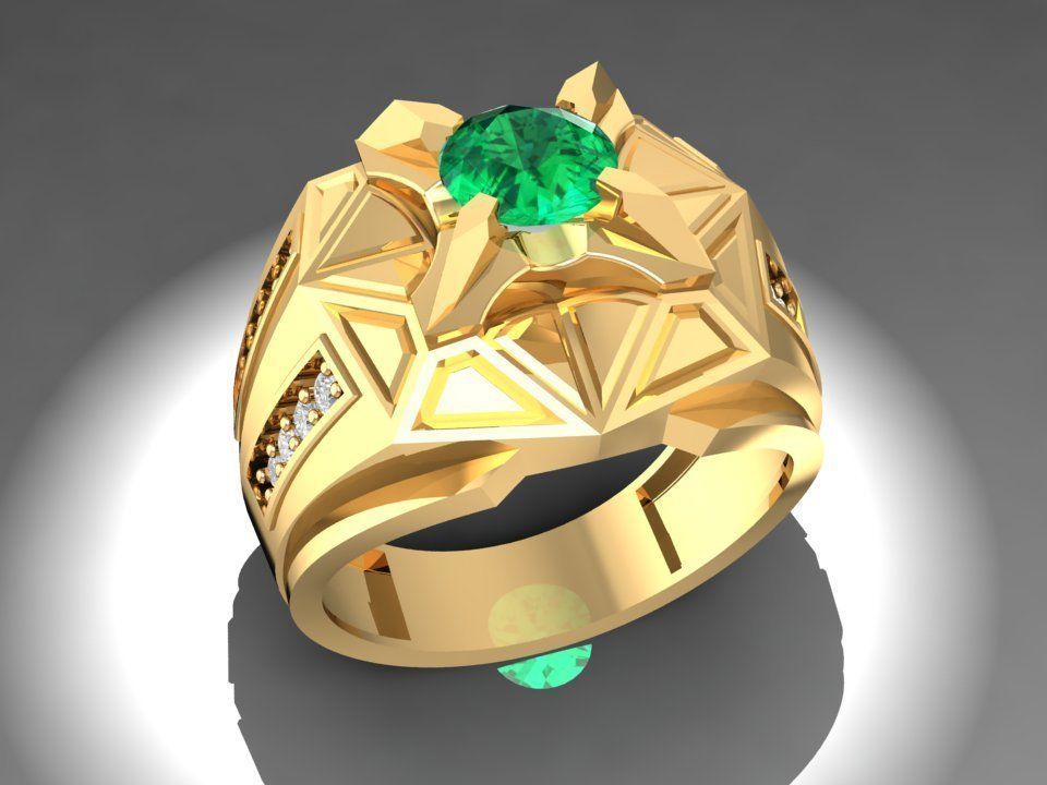 Geometric Star Gemstone Ring for Men 3D Model 1085 3D print model_2