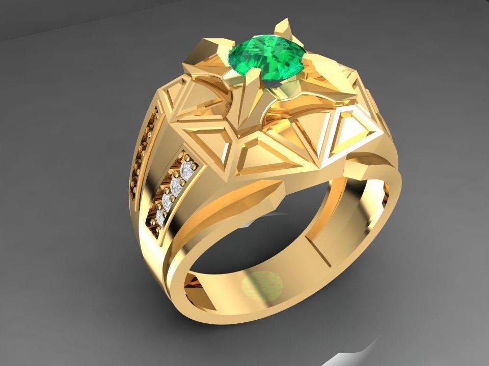 Geometric Star Gemstone Ring for Men 3D Model 1085 3D print model_1