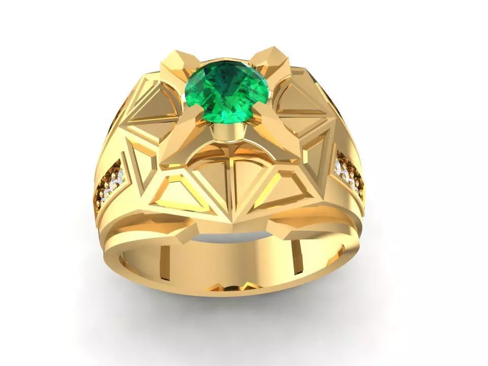 Geometric Star Gemstone Ring for Men 3D Model 1085 3D print model_0