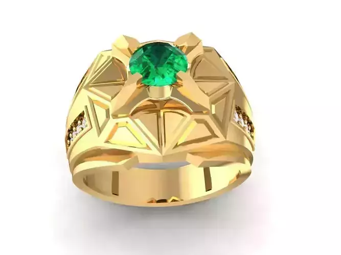 Geometric Star Gemstone Ring for Men 3D Model 1085