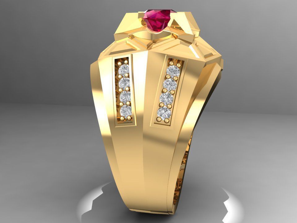 Geometric Star Gemstone Ring for Men 3D Model 1085 3D print model_4