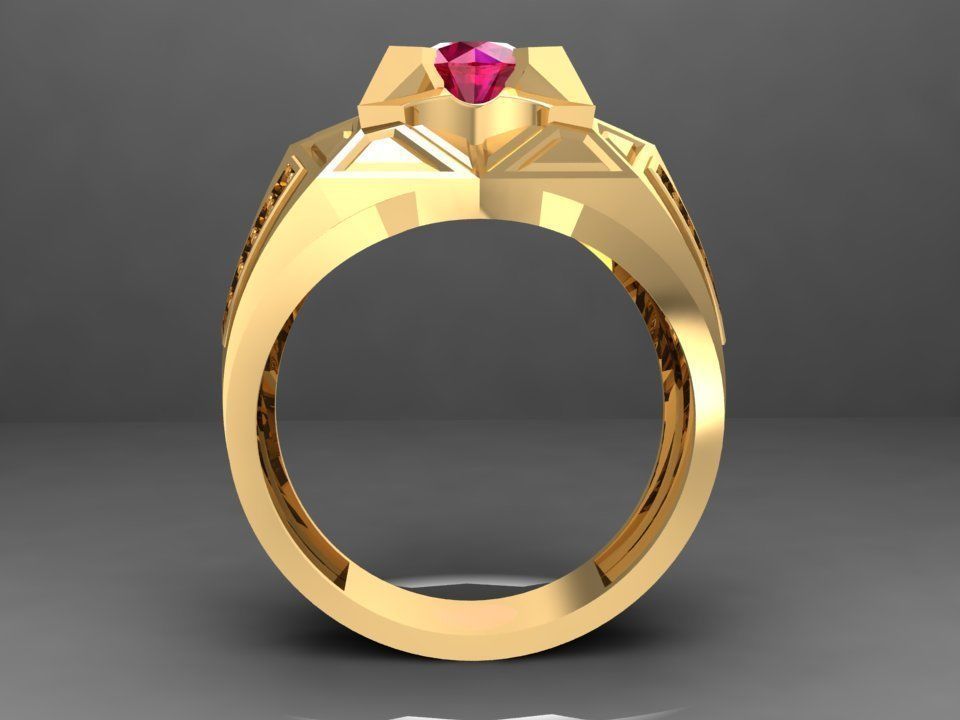 Geometric Star Gemstone Ring for Men 3D Model 1085 3D print model_5