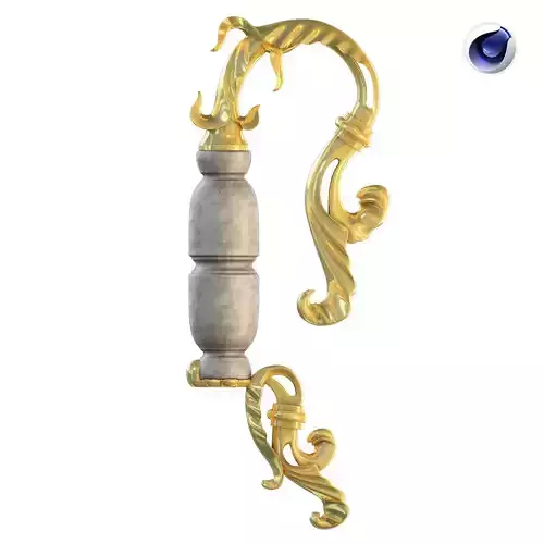 Golden decorative molded handle 3D model