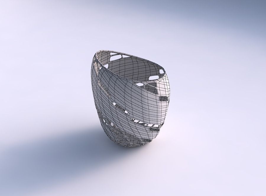 Bowl Spheric Lattice with diagonal grid lattice 2 3D print model_5