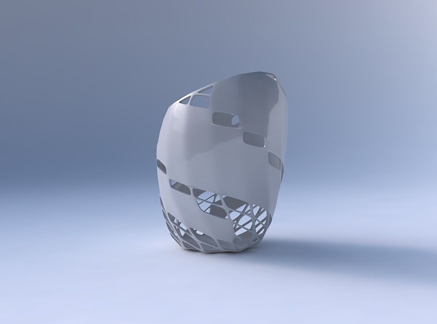 Bowl Spheric Lattice with diagonal grid lattice 2 3D print model_4