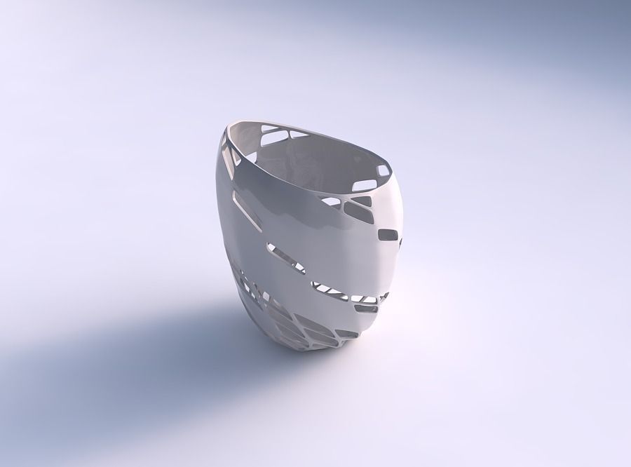 Bowl Spheric Lattice with diagonal grid lattice 2 3D print model_0