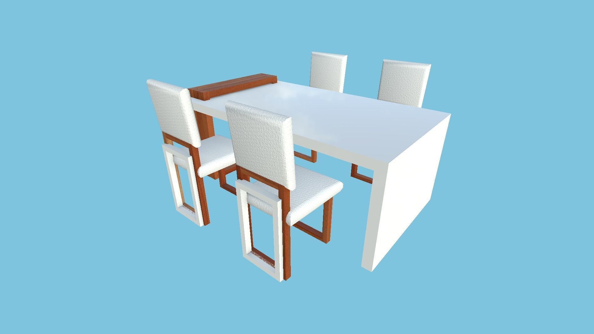 Dinning Table 61 - White Wood - Furniture Interior Design Low-poly 3D model_1