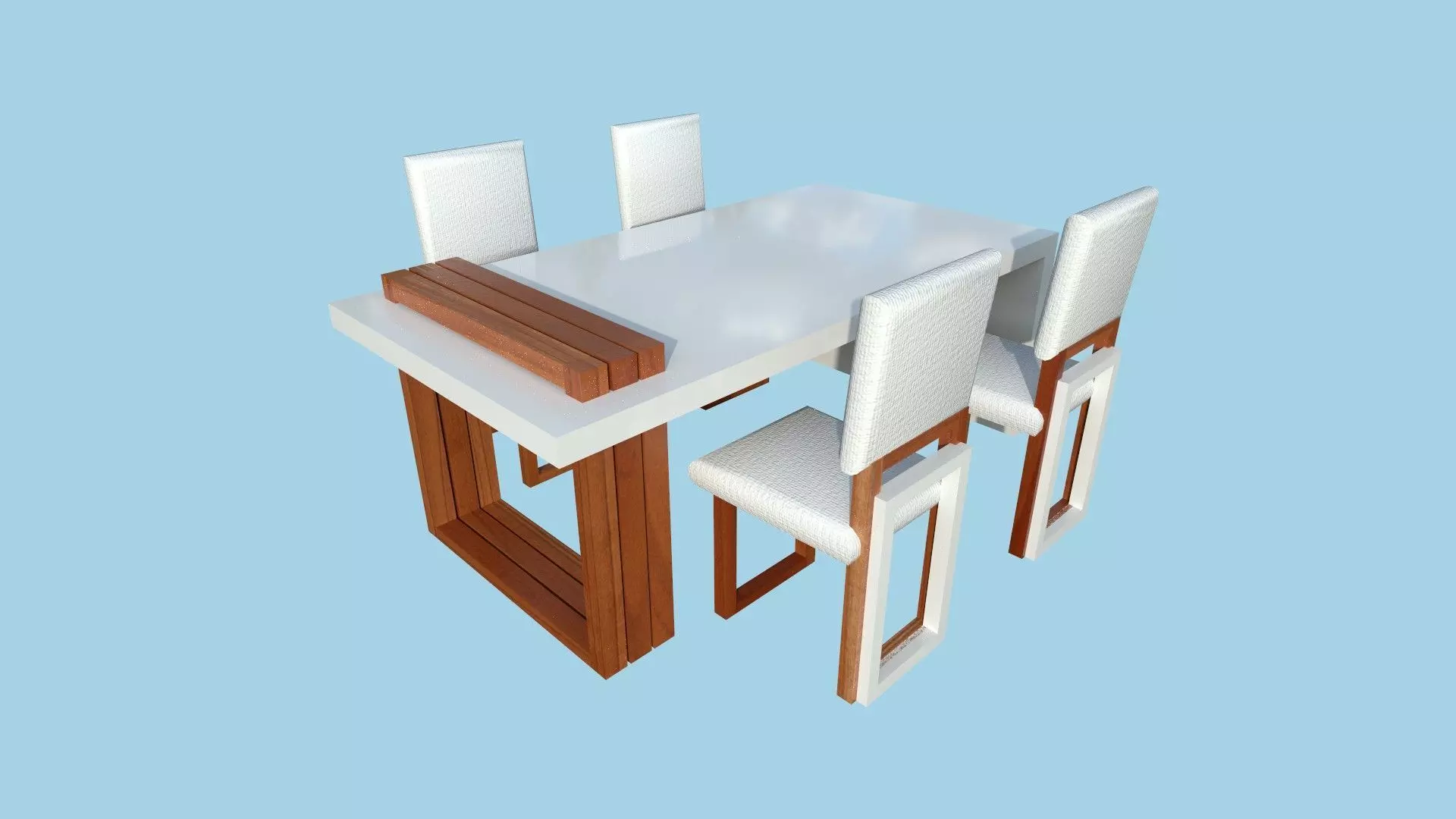 Dinning Table 61 - White Wood - Furniture Interior Design Low-poly 3D model_0