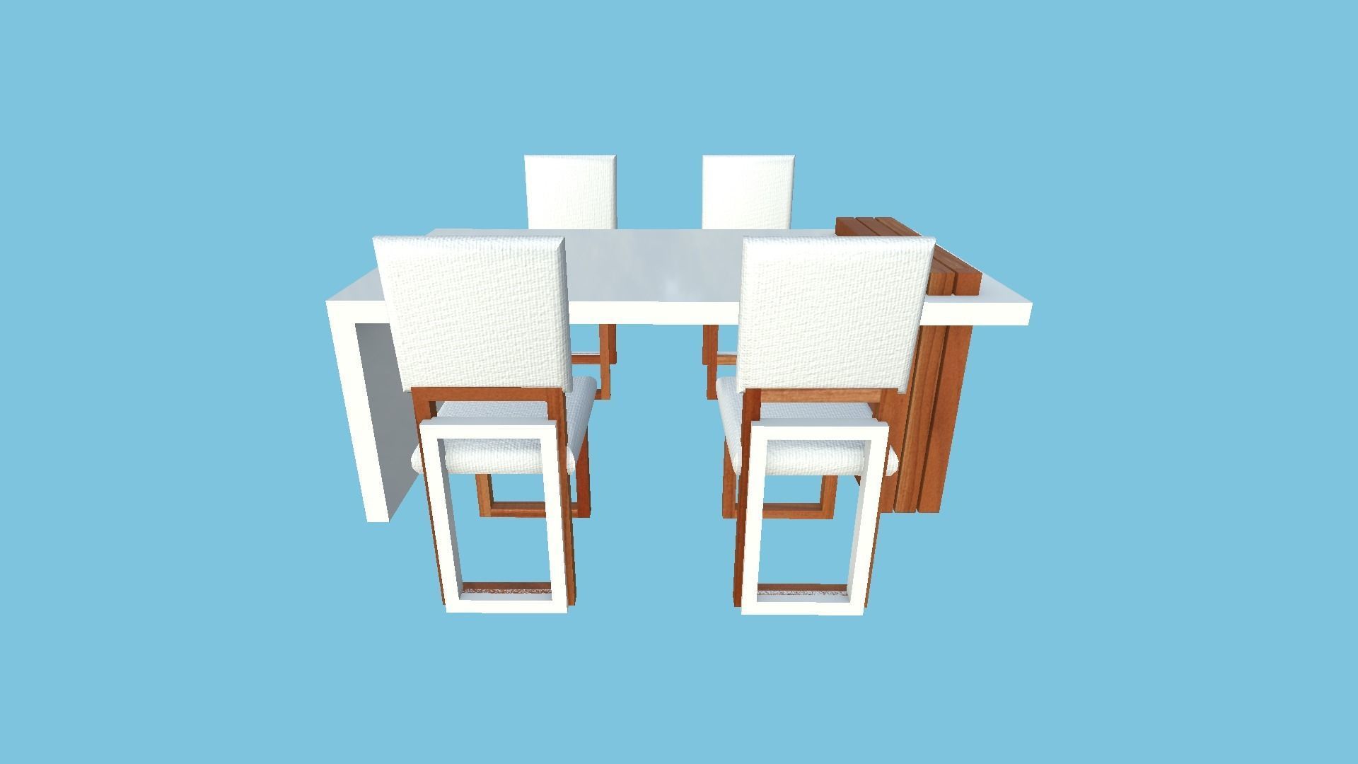 Dinning Table 61 - White Wood - Furniture Interior Design Low-poly 3D model_4
