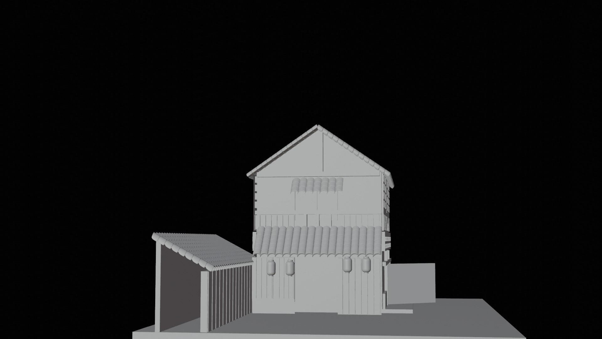 Japanese house Low-poly 3D model_4