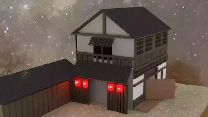 Japanese house Low-poly 3D model