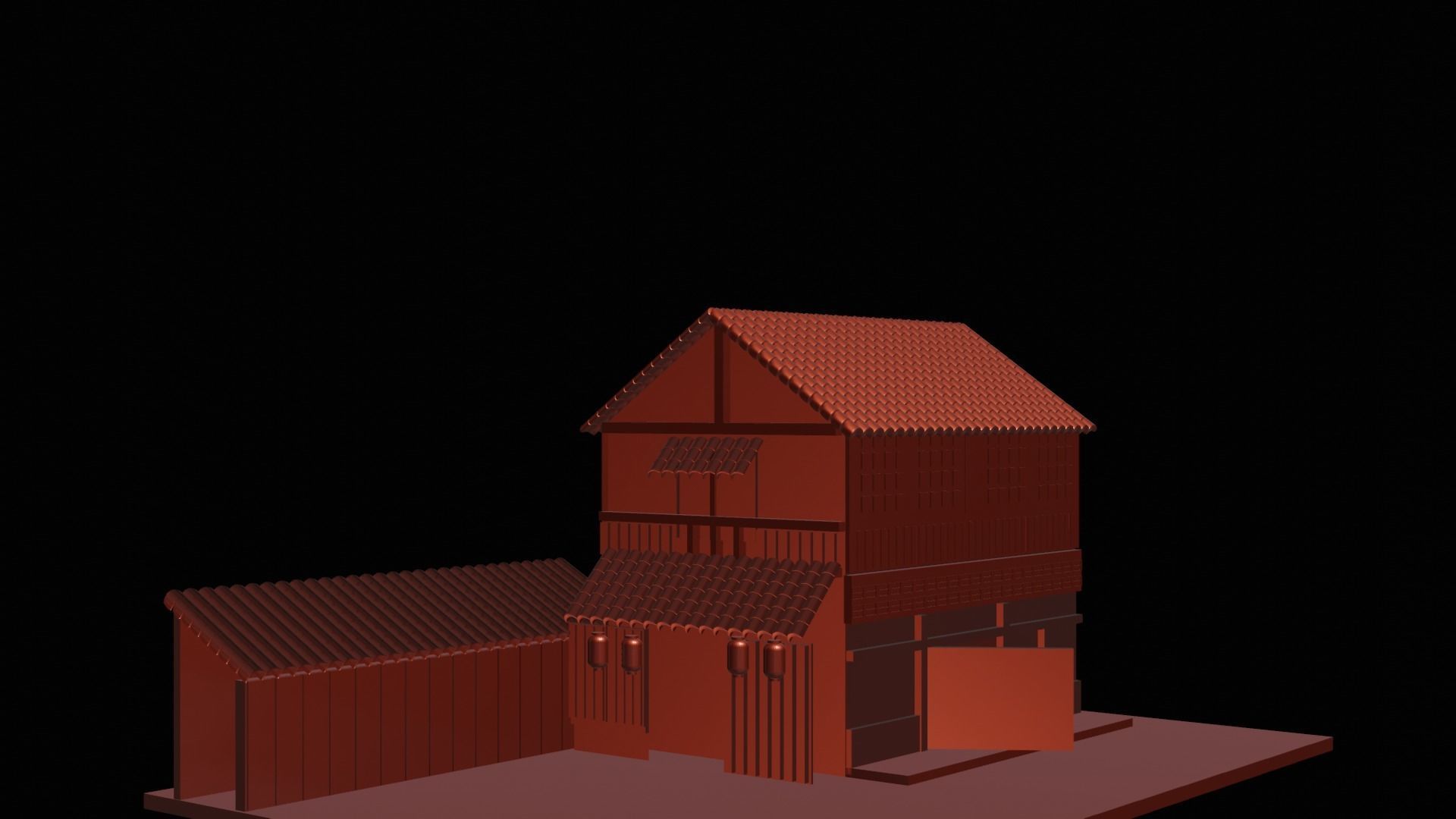 Japanese house Low-poly 3D model_5
