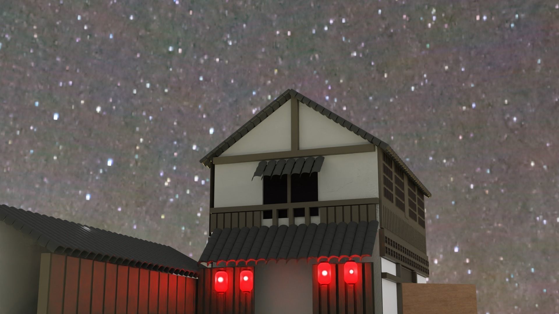 Japanese house Low-poly 3D model_3