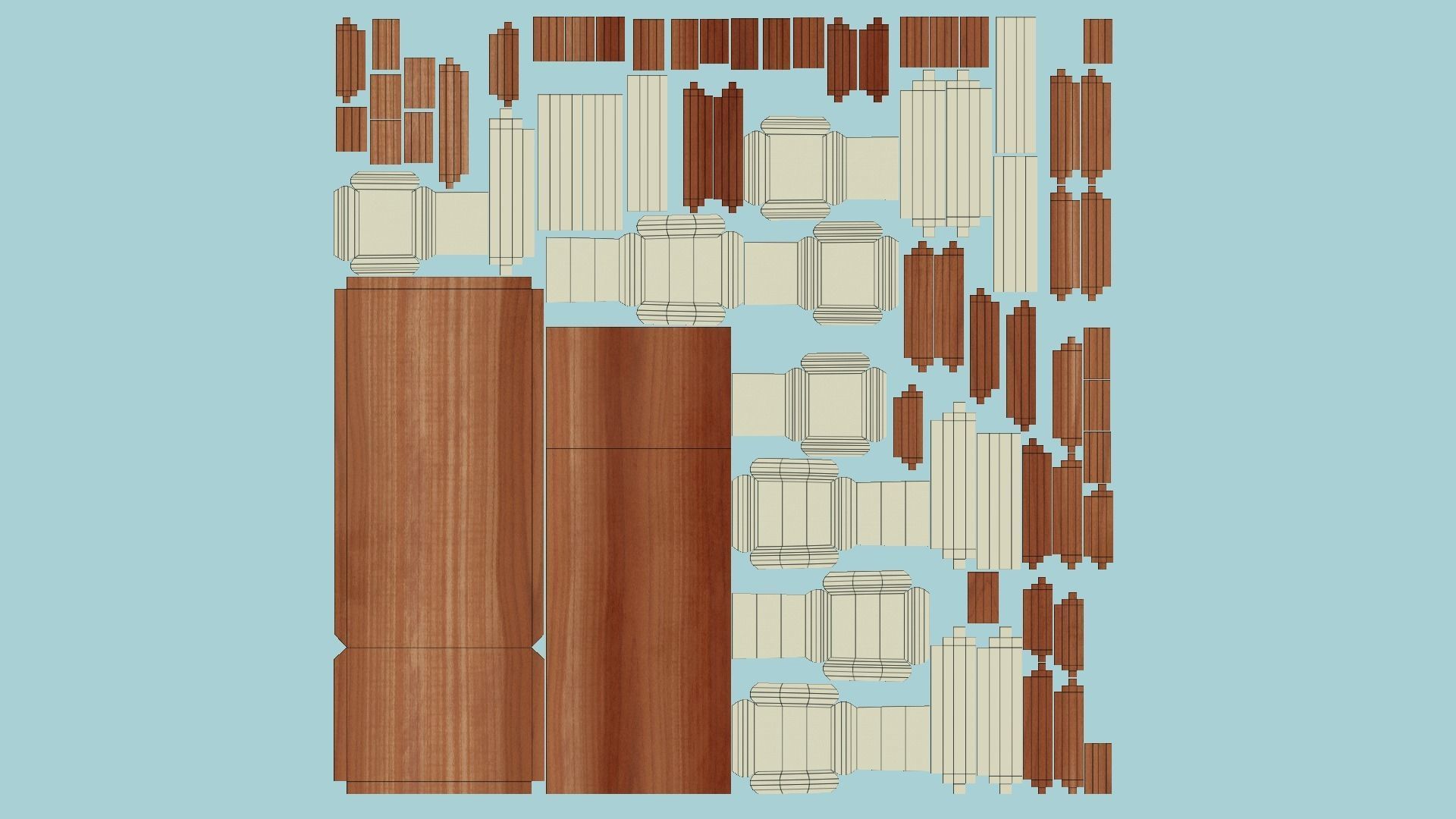 Dinning Table 62 - Beige Wood - Furniture Interior Design Low-poly 3D model_5