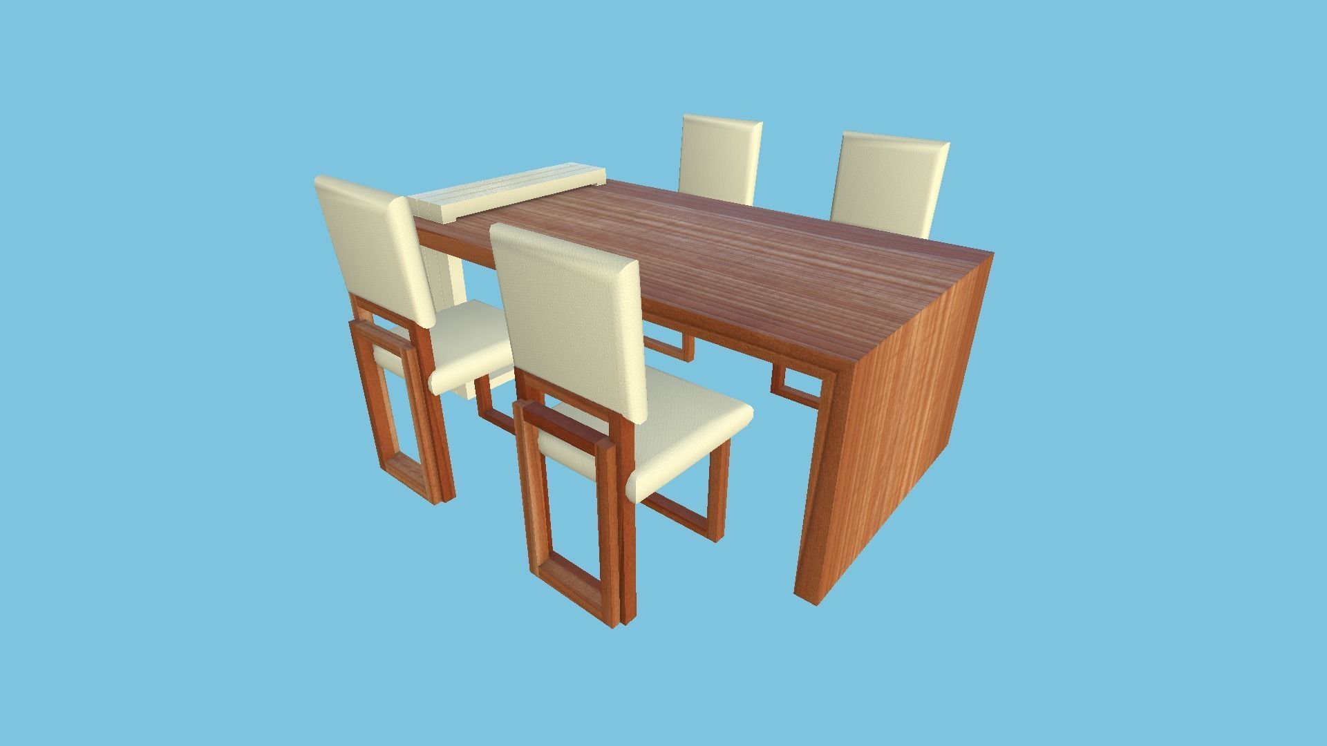 Dinning Table 62 - Beige Wood - Furniture Interior Design Low-poly 3D model_1