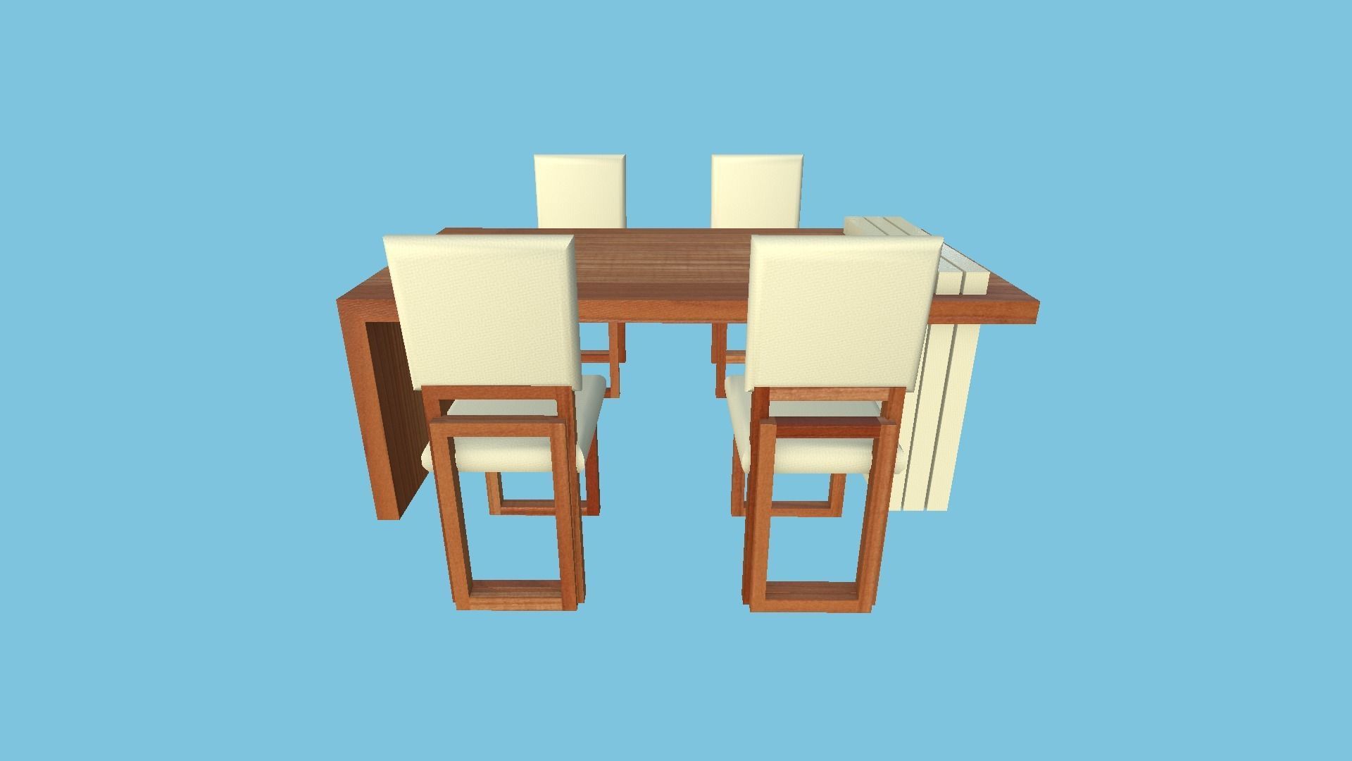 Dinning Table 62 - Beige Wood - Furniture Interior Design Low-poly 3D model_4