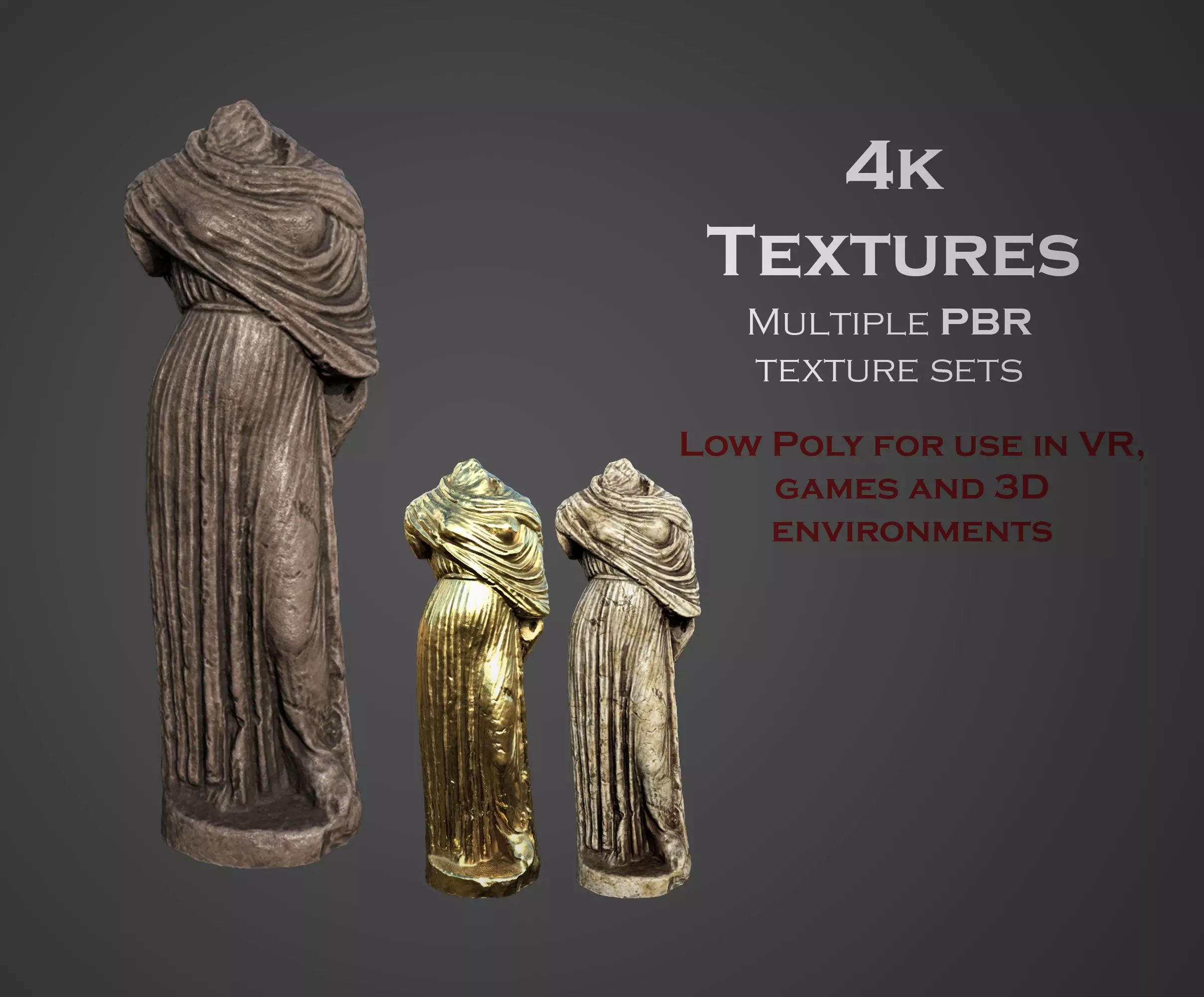 Statue of Female 4 Low-poly 3D model_0