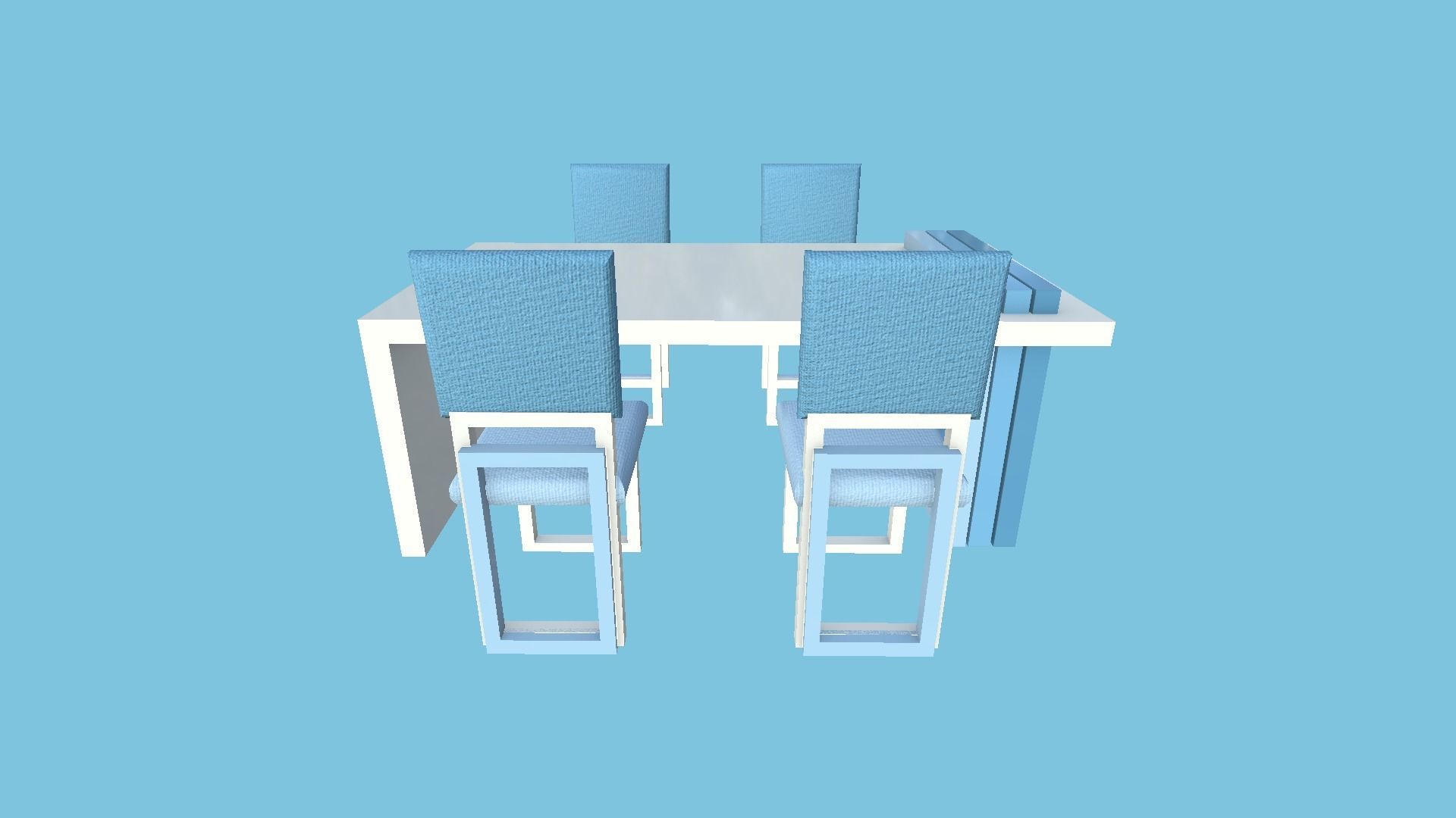 Dinning Table 63 - White Blue - Furniture Interior Design Low-poly 3D model_4