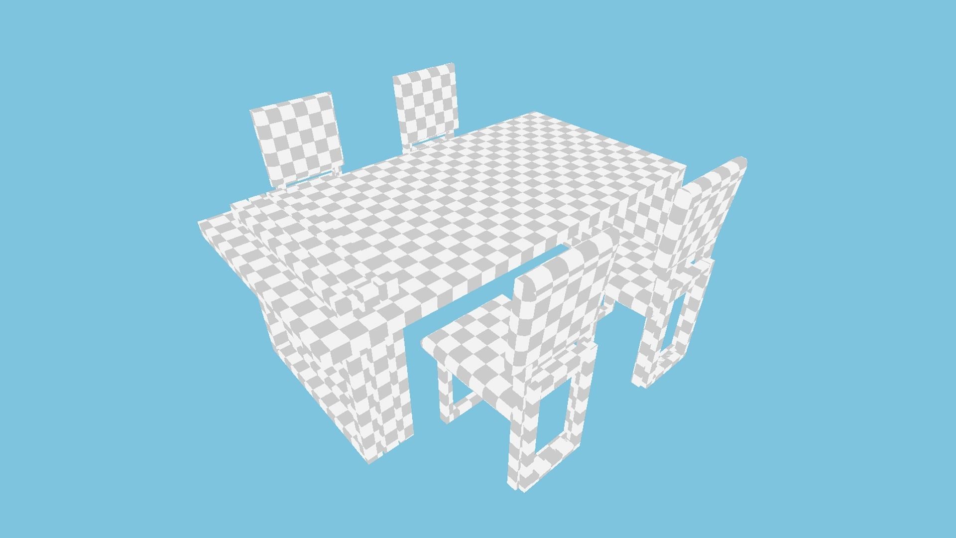 Dinning Table 63 - White Blue - Furniture Interior Design Low-poly 3D model_13