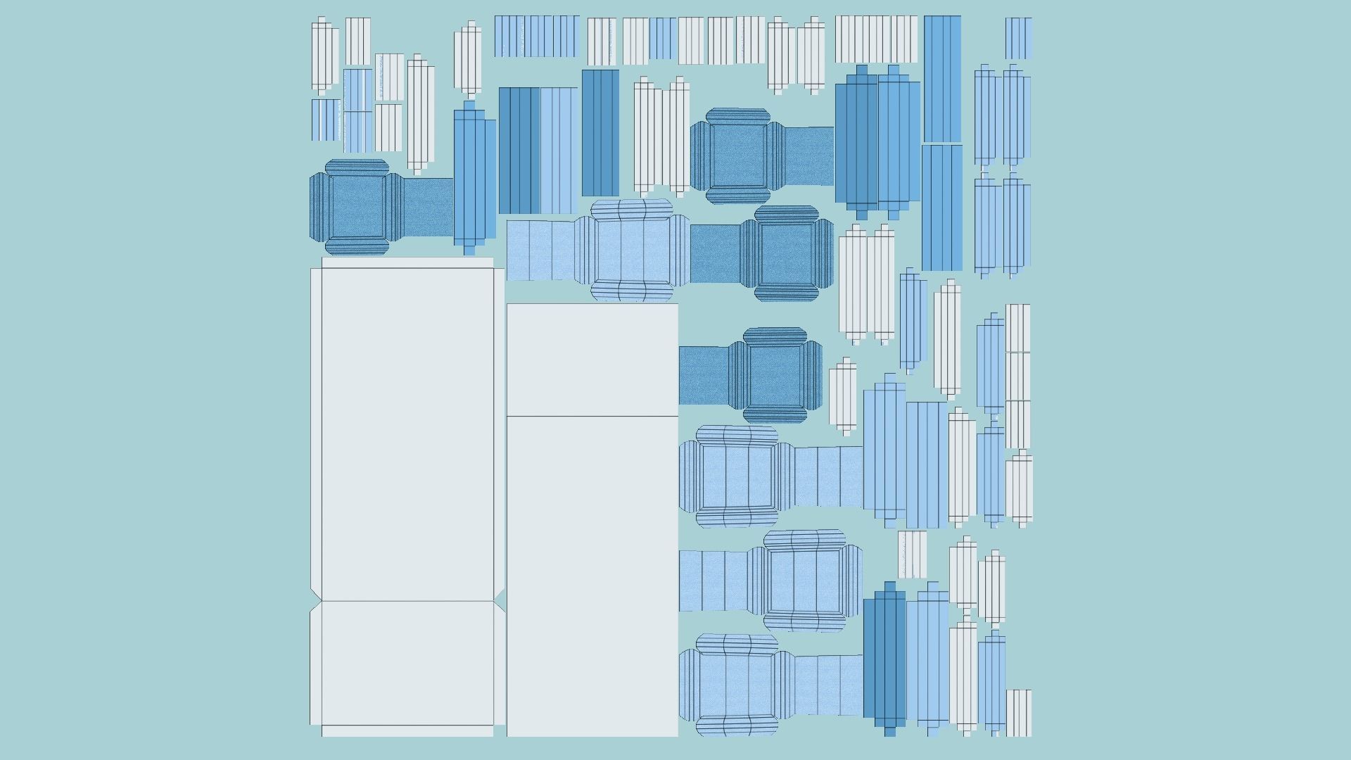 Dinning Table 63 - White Blue - Furniture Interior Design Low-poly 3D model_5