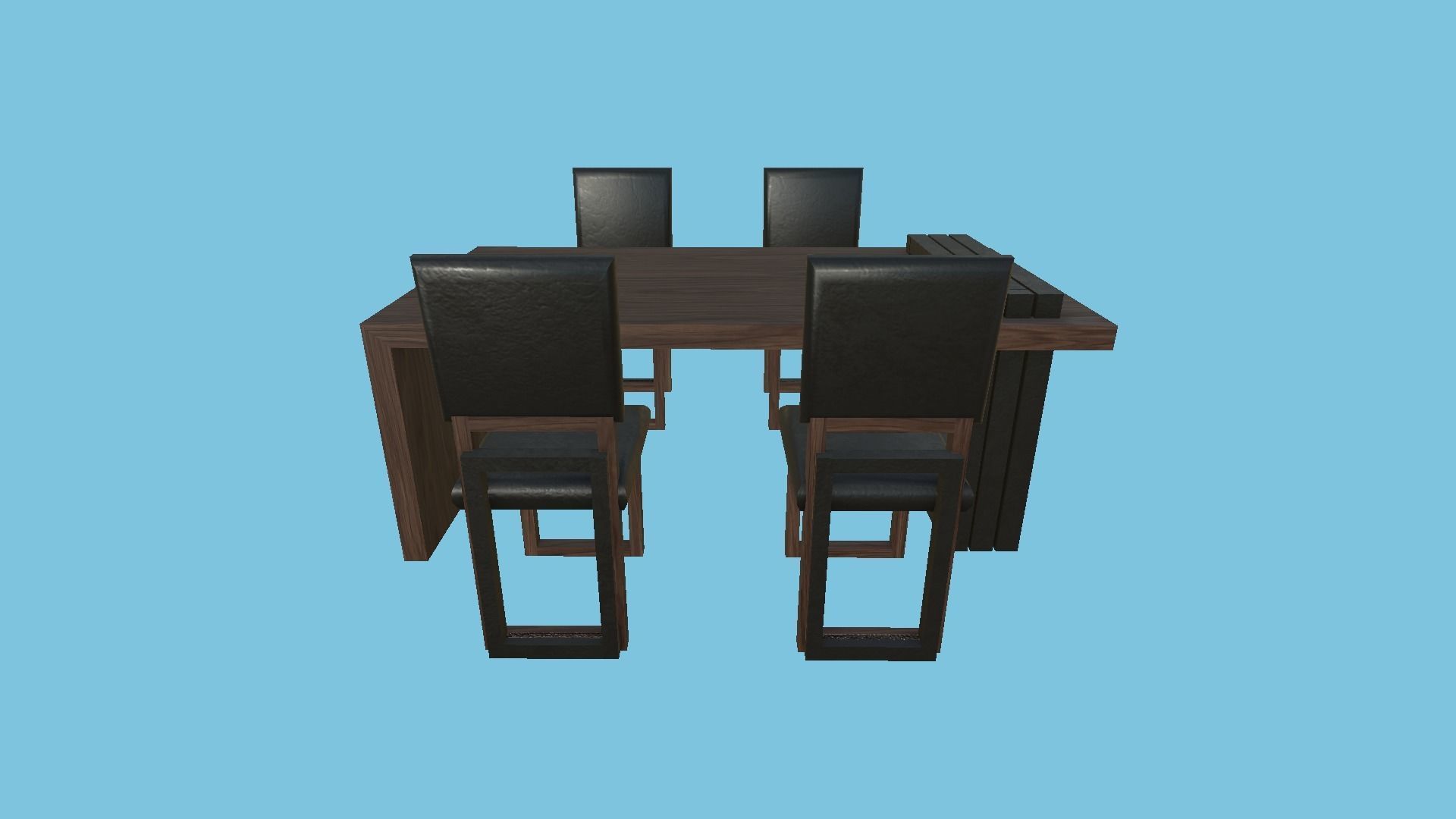 Dinning Table 64 - Dark Wood - Furniture Interior Design Low-poly 3D model_4